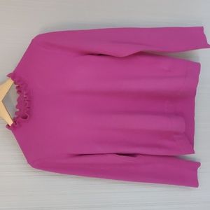 J. Crew Factory Ruffle Neck Crew Neck Sweater Soft Azalea Pink